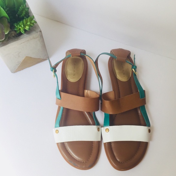 Tahari Shoes - Tahari Aura Brown Leather Flat Sandals Size 9.5